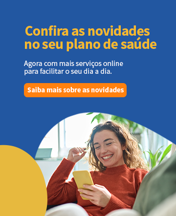 Título "Confira as novidades do seu plano de saúde" e direcionamento para saber mais informações sobre a atualização