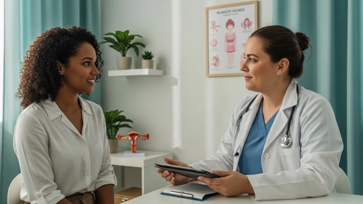 Paciente conversando com a médica