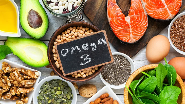 Imagem de alimentos que contém ômega 3