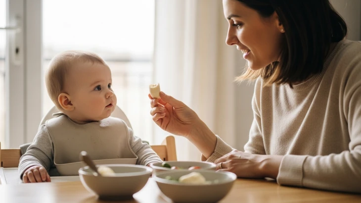 Mãe dando alimento para o bebê